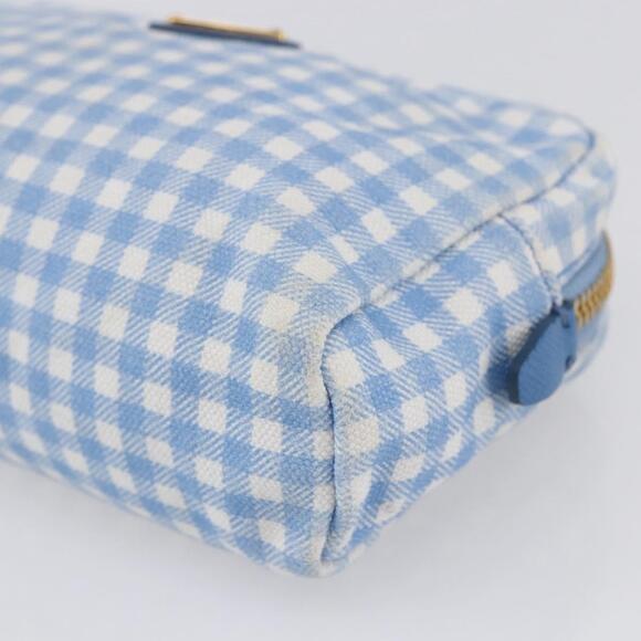 PRADA Pouch Canvas Light Blue Gold Auth 154909 - Picture 7 of 16